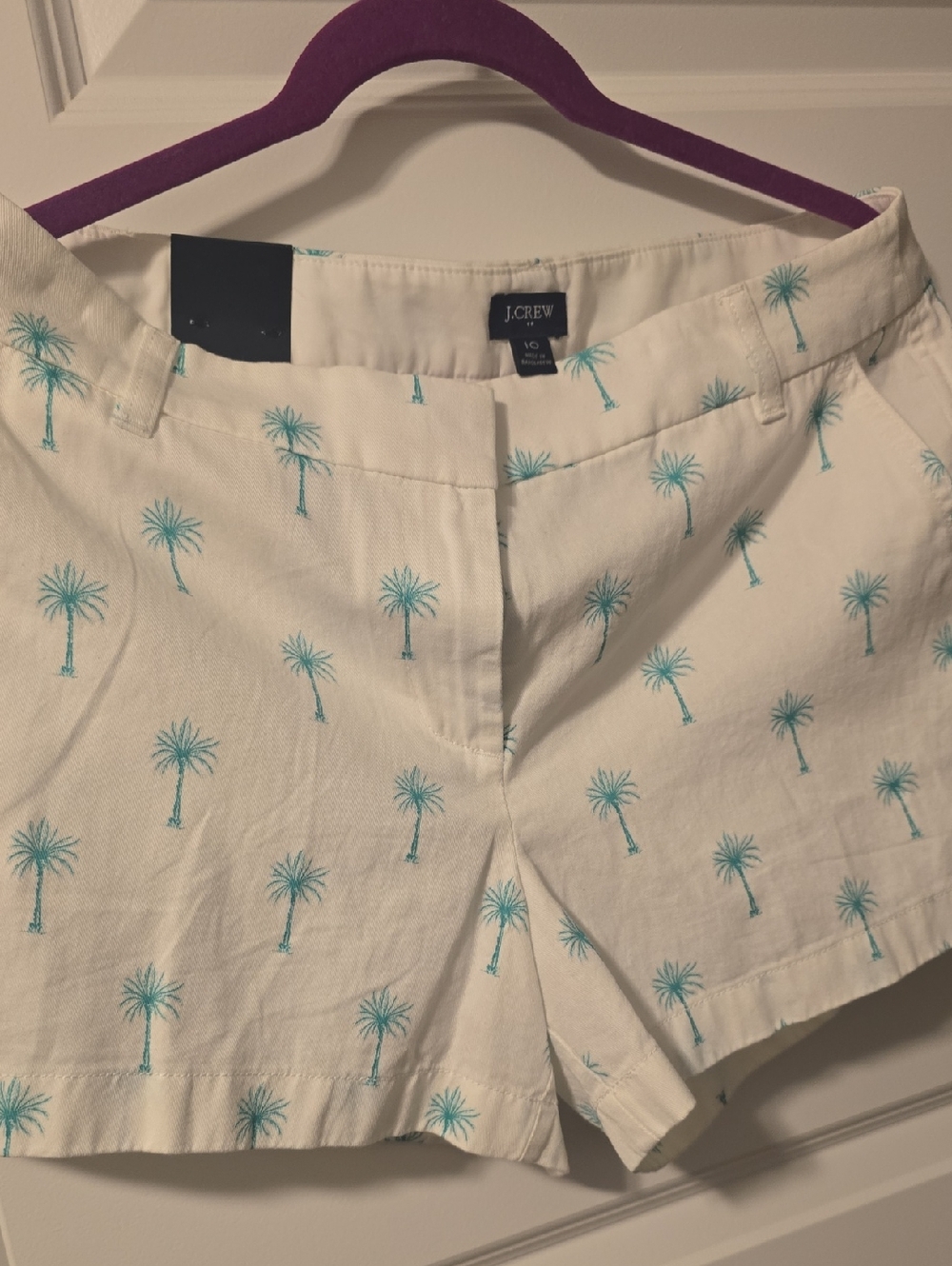J. Crew Women’s Cream Shorts with Turquoise Palm Print